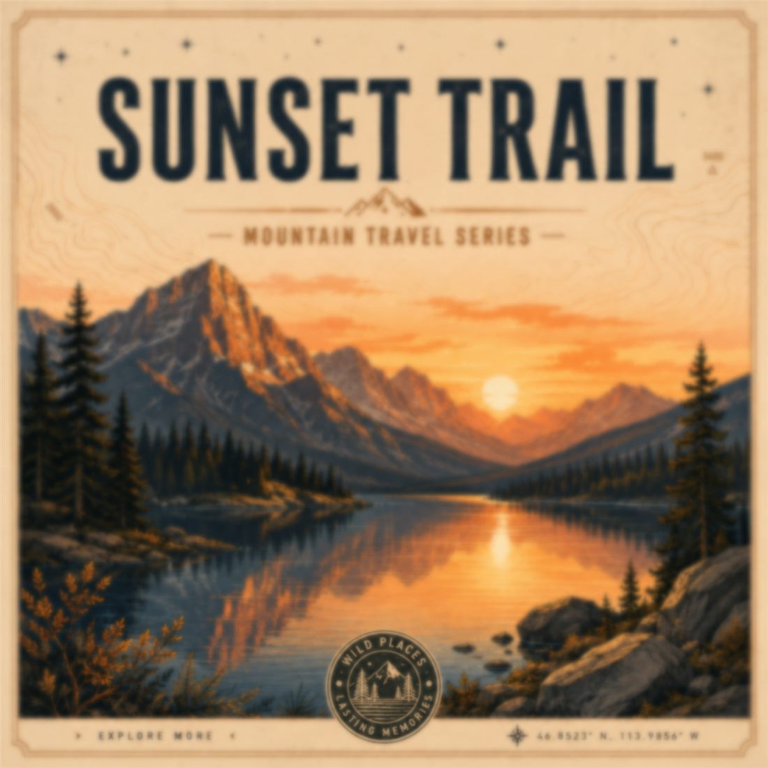 Low-resolution AI travel poster before print-ready enhancement