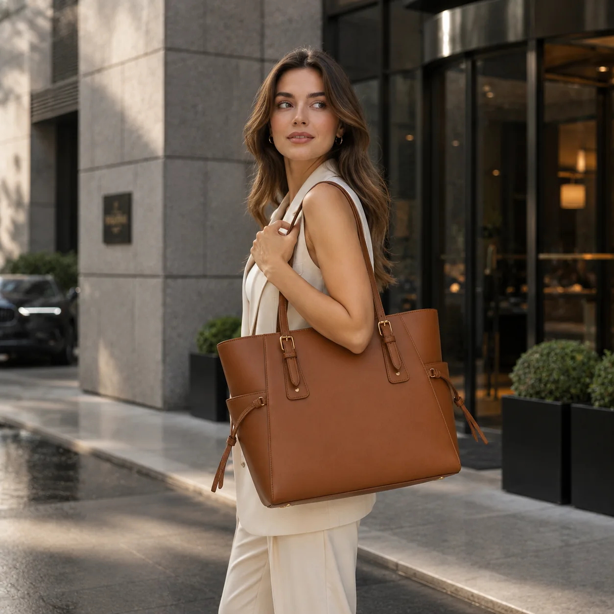 Lifestyle bag product photo generated for ecommerce ads and social posts