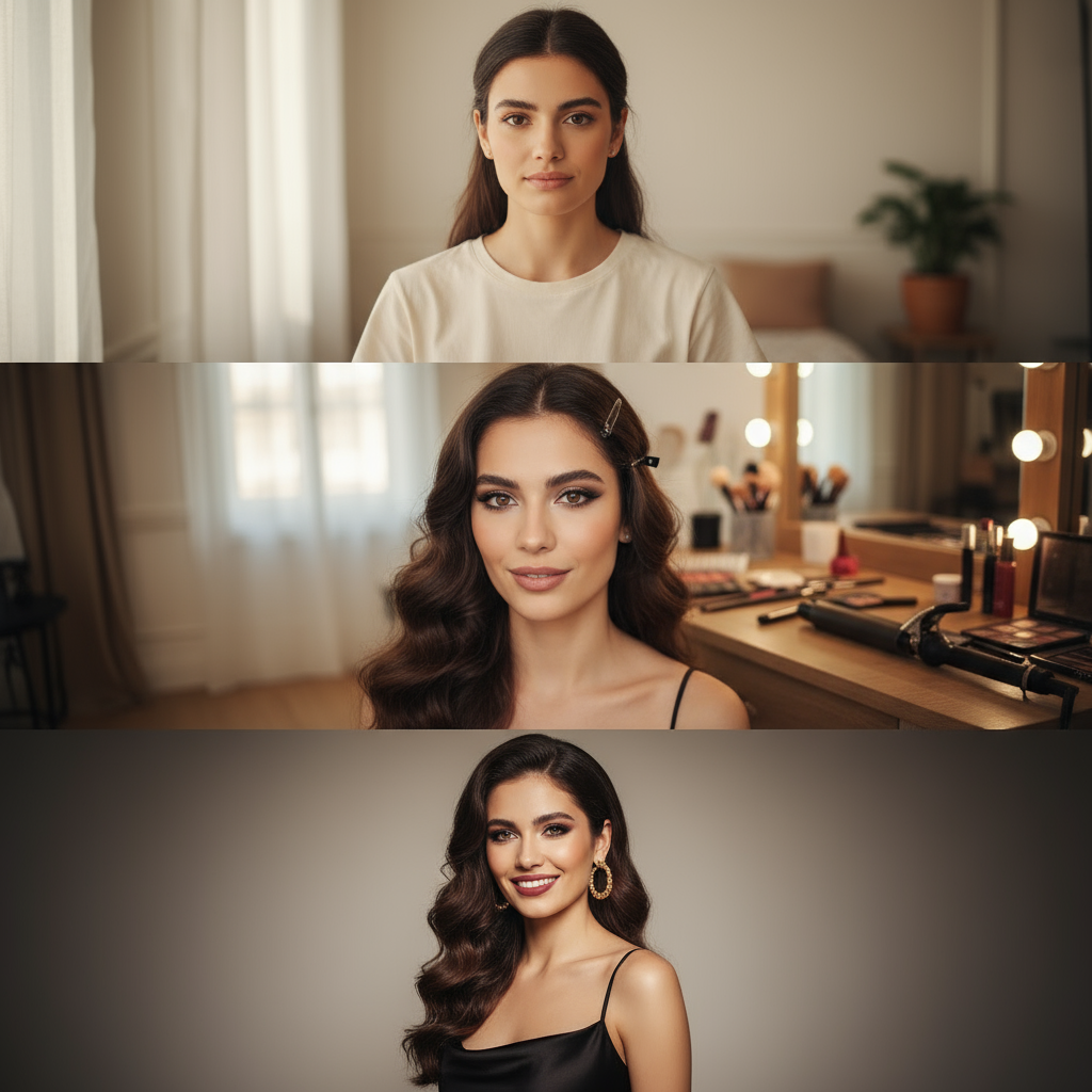 AI result: Glow-Up Transformation Triptych