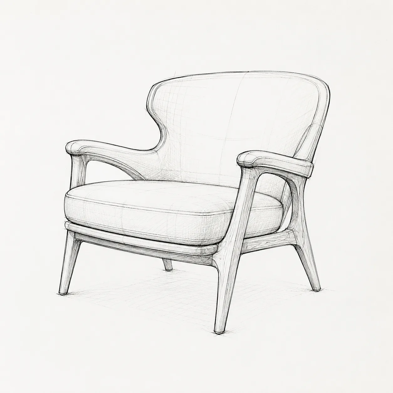 Chair sketch before sketch to image AI conversion