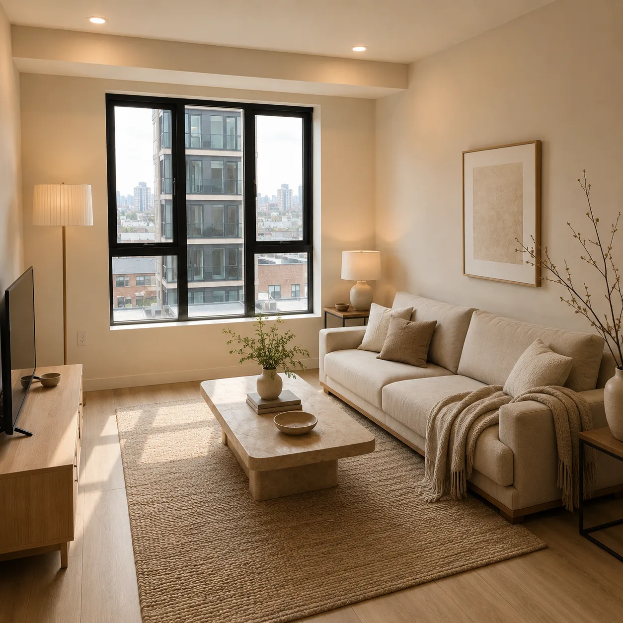 Room photo redesigned with AI interior design while keeping the same layout