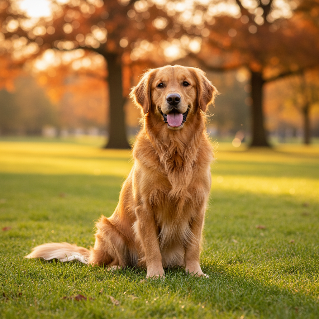 Intermediate prompt result: golden retriever with shallow depth of field
