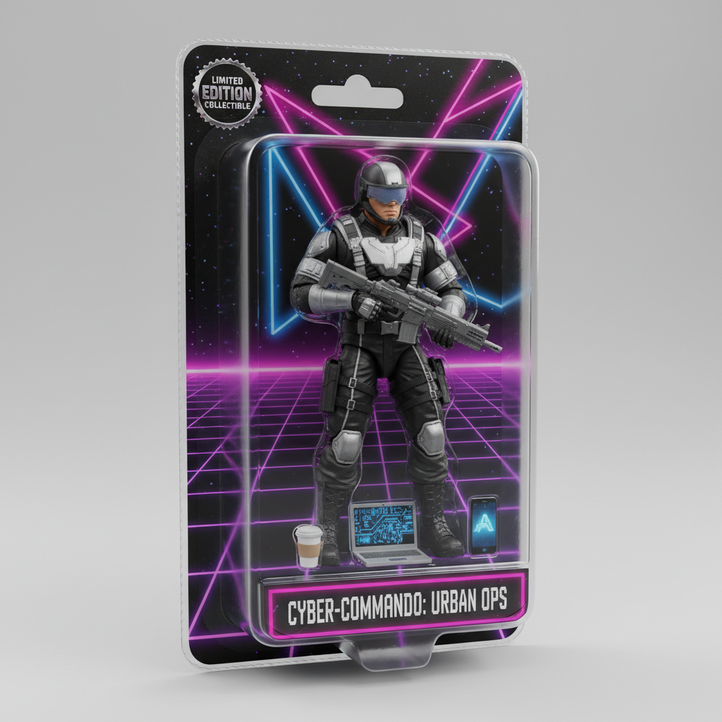 AI Action Figure in collectible toy box packaging - viral 2025 trend