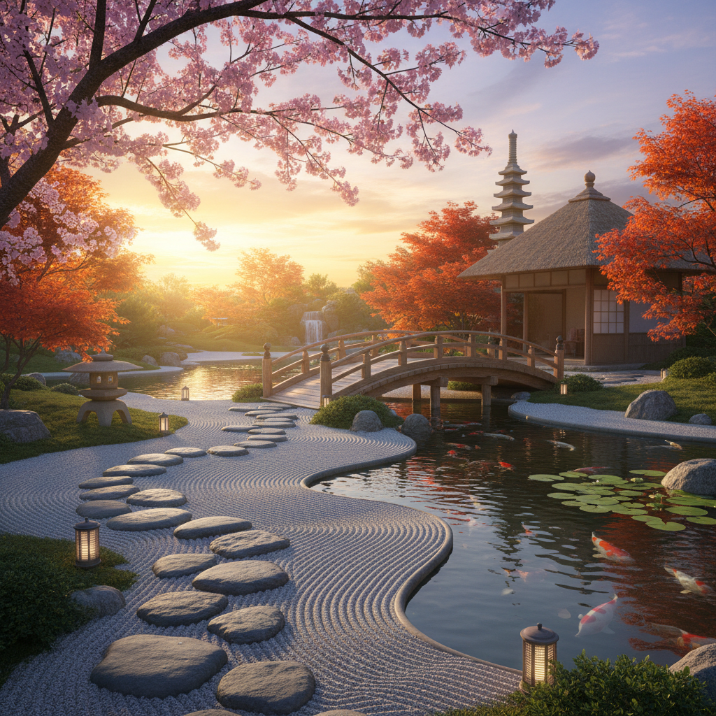 AI generated Japanese garden image created with Nano Banana text-to-image
