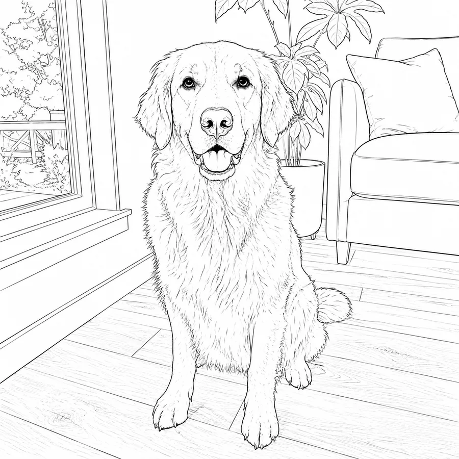 Pet photo converted into clean line art