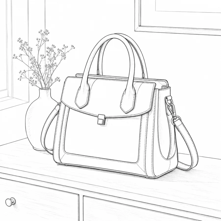 Product photo converted into a clean outline drawing